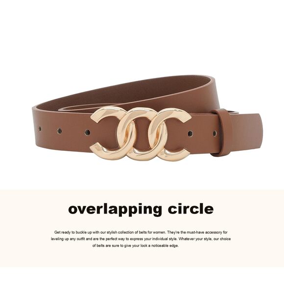 Women Belts For Jeans Dresses Fashion Gold Buckle Ladies Waist Belt Faux😻 - Picture 3 of 6